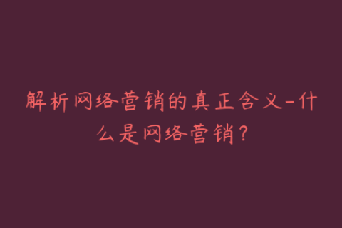 解析网络营销的真正含义-什么是网络营销？