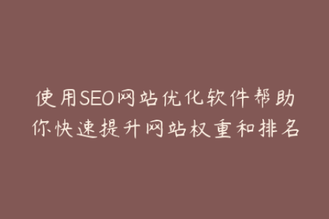使用SEO网站优化软件帮助你快速提升网站权重和排名