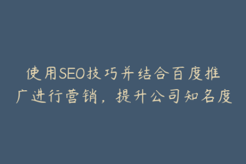 使用SEO技巧并结合百度推广进行营销，提升公司知名度