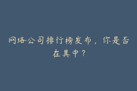 网络公司排行榜发布，你是否在其中？