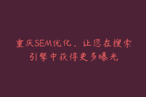 重庆SEM优化，让您在搜索引擎中获得更多曝光