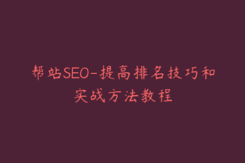 帮站SEO-提高排名技巧和实战方法教程
