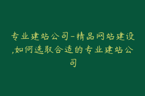 专业建站公司-精品网站建设,如何选取合适的专业建站公司