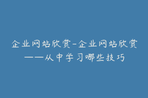 企业网站欣赏-企业网站欣赏——从中学习哪些技巧