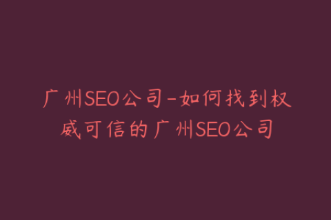 广州SEO公司-如何找到权威可信的广州SEO公司