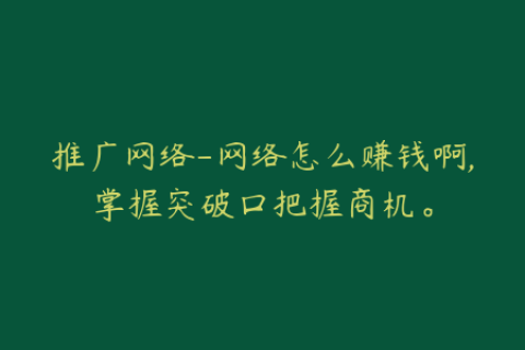 推广网络-网络怎么赚钱啊,掌握突破口把握商机。