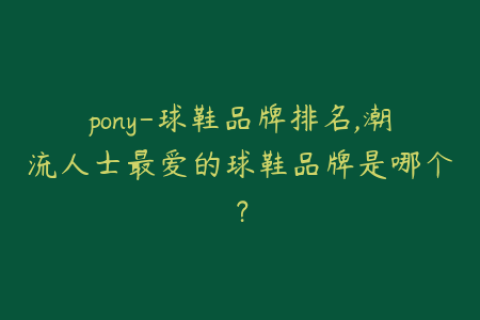pony-球鞋品牌排名,潮流人士最爱的球鞋品牌是哪个？