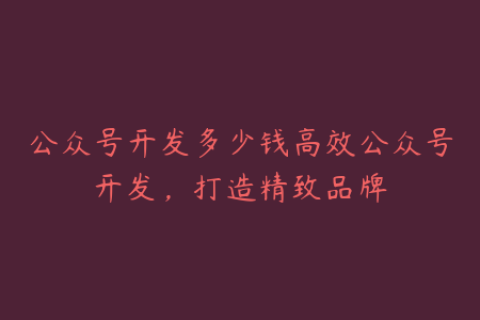 公众号开发多少钱高效公众号开发，打造精致品牌