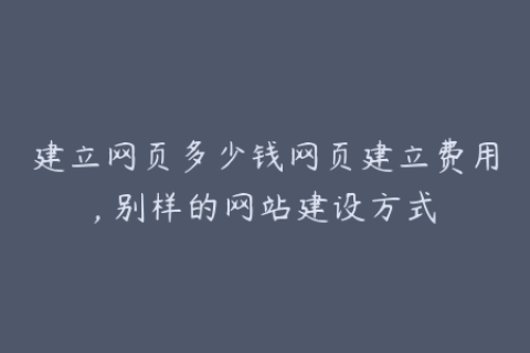 建立网页多少钱网页建立费用, 别样的网站建设方式