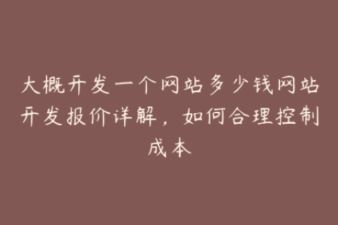 大概开发一个网站多少钱网站开发报价详解，如何合理控制成本