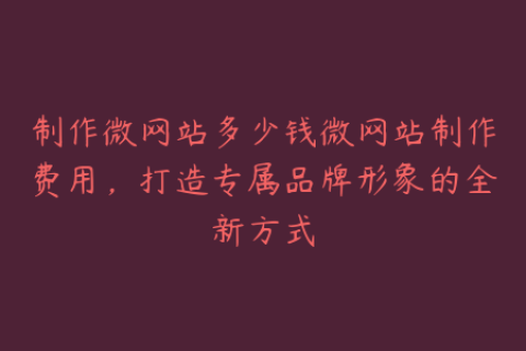 制作微网站多少钱微网站制作费用，打造专属品牌形象的全新方式
