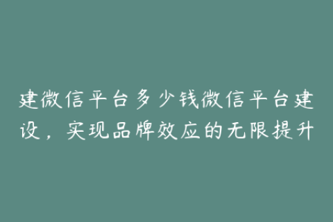 建微信平台多少钱微信平台建设，实现品牌效应的无限提升
