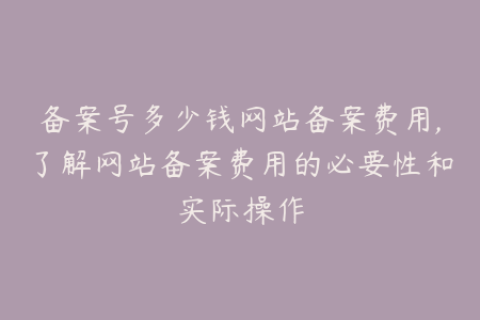 备案号多少钱网站备案费用,了解网站备案费用的必要性和实际操作