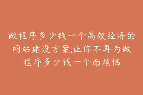 做程序多少钱一个高效经济的网站建设方案,让你不再为做程序多少钱一个而烦恼