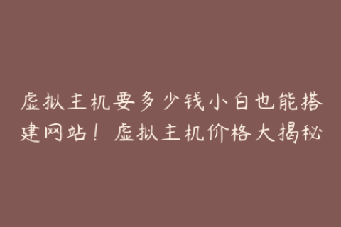 虚拟主机要多少钱小白也能搭建网站！虚拟主机价格大揭秘