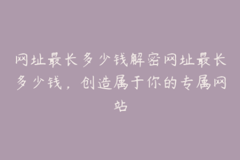 网址最长多少钱解密网址最长多少钱，创造属于你的专属网站