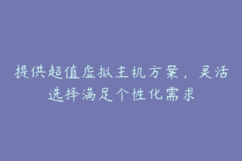 提供超值虚拟主机方案，灵活选择满足个性化需求
