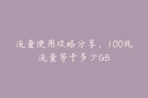 流量使用攻略分享，100兆流量等于多少GB