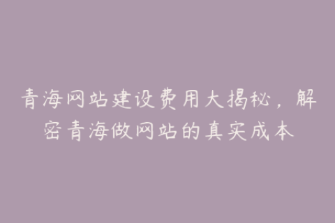 青海网站建设费用大揭秘，解密青海做网站的真实成本