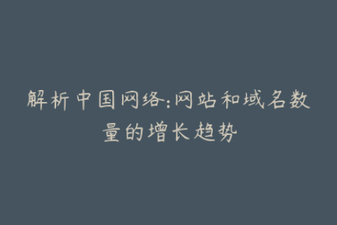 解析中国网络:网站和域名数量的增长趋势