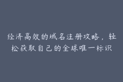 经济高效的域名注册攻略，轻松获取自己的全球唯一标识