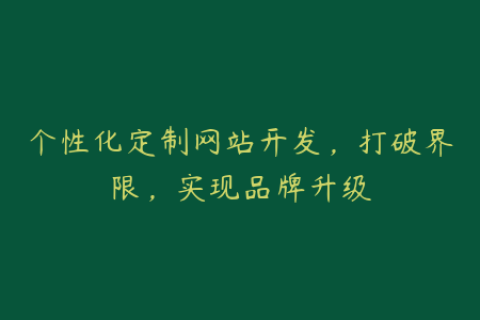 个性化定制网站开发，打破界限，实现品牌升级