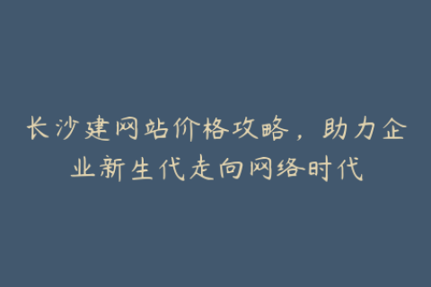 长沙建网站价格攻略，助力企业新生代走向网络时代