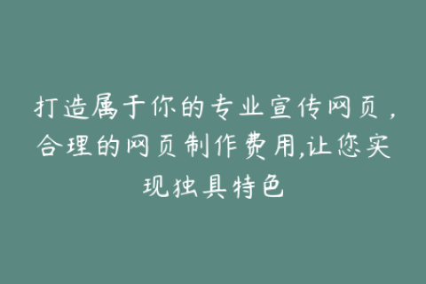 打造属于你的专业宣传网页，合理的网页制作费用,让您实现独具特色