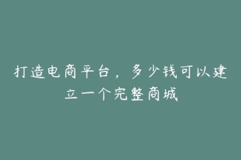 打造电商平台，多少钱可以建立一个完整商城