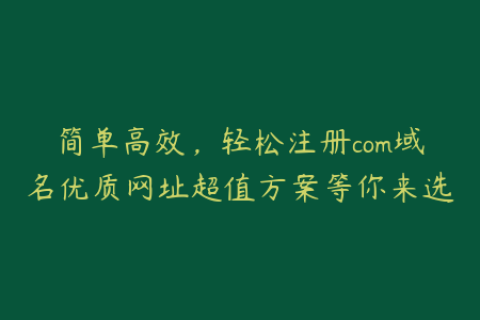 简单高效，轻松注册com域名优质网址超值方案等你来选