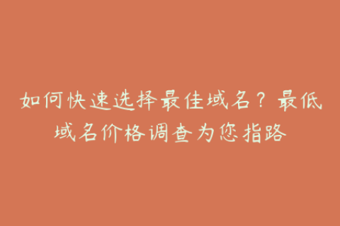 如何快速选择最佳域名？最低域名价格调查为您指路