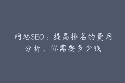 网站SEO：提高排名的费用分析，你需要多少钱