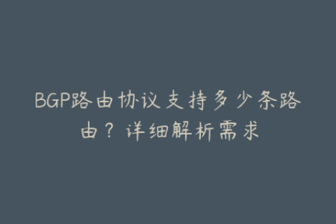 BGP路由协议支持多少条路由？详细解析需求