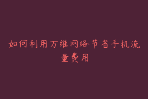 如何利用万维网络节省手机流量费用