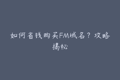 如何省钱购买FM域名？攻略揭秘