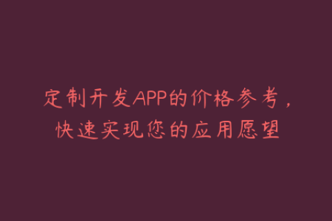 定制开发APP的价格参考，快速实现您的应用愿望