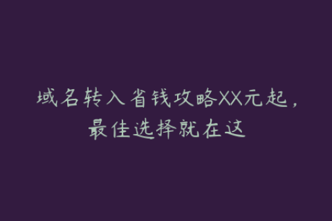 域名转入省钱攻略XX元起，最佳选择就在这