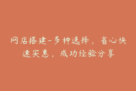 网店搭建-多种选择，省心快速实惠，成功经验分享