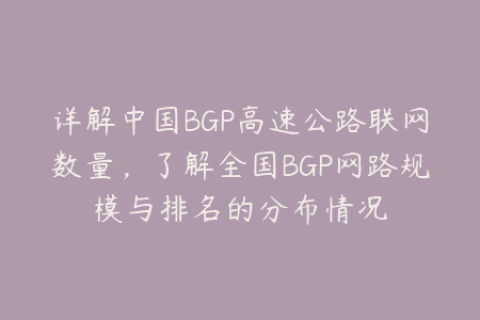 详解中国BGP高速公路联网数量，了解全国BGP网路规模与排名的分布情况