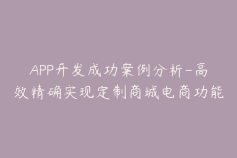 APP开发成功案例分析-高效精确实现定制商城电商功能