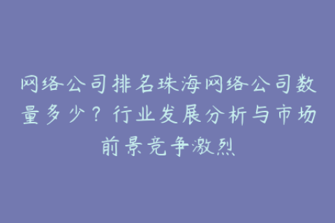 网络公司排名珠海网络公司数量多少？行业发展分析与市场前景竞争激烈
