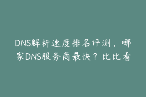 DNS解析速度排名评测，哪家DNS服务商最快？比比看