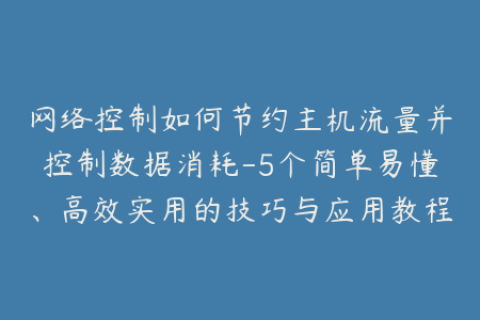 网络控制如何节约主机流量并控制数据消耗-5个简单易懂、高效实用的技巧与应用教程