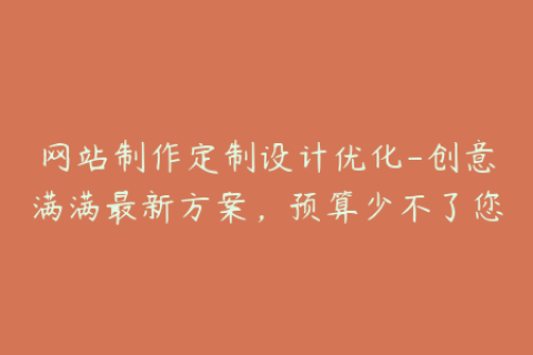 网站制作定制设计优化-创意满满最新方案，预算少不了您