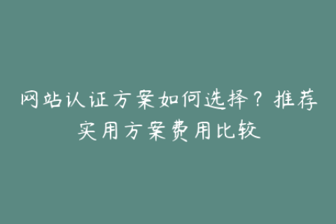网站认证方案如何选择？推荐实用方案费用比较
