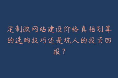定制微网站建设价格真相划算的选购技巧还是坑人的投资回报？