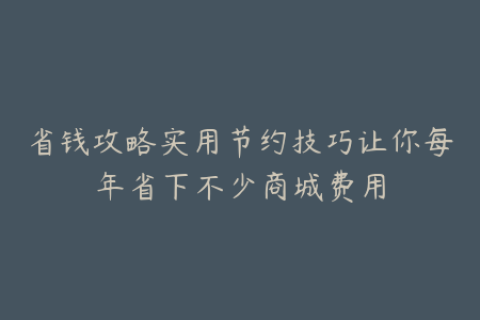 省钱攻略实用节约技巧让你每年省下不少商城费用
