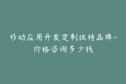移动应用开发定制独特品牌-价格咨询多少钱