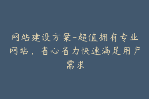 网站建设方案-超值拥有专业网站，省心省力快速满足用户需求