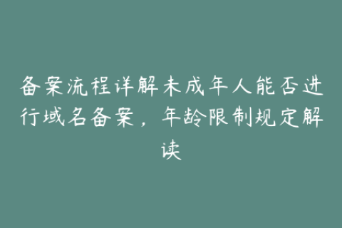 备案流程详解未成年人能否进行域名备案，年龄限制规定解读